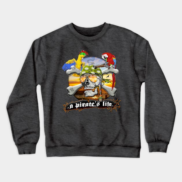 Pirate Parrots Skull and Bones Crewneck Sweatshirt by Dual Rogue